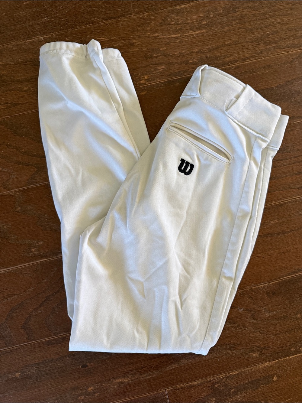 Wilson White Men's Athletic Baseball Pants with Black 'W' Logo